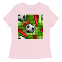 Bubblegum Pink soccer shoes goal seamless pattern Ladies Tee - BundleAndBundleShop