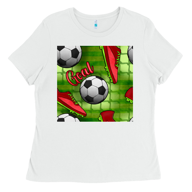 Soccer Shoes Goal Seamless Pattern Ladies Tee by BundleAndBundleShop | Teevron