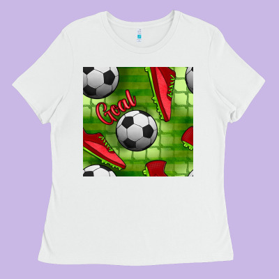 Soccer Shoes Goal Seamless Pattern Ladies Tee Designed By Bundleandbundleshop
