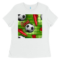White soccer shoes goal seamless pattern Ladies Tee - BundleAndBundleShop