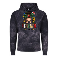 Cloud Black teacher life afro messy bun Vintage Hoodie - texasbilliewilder