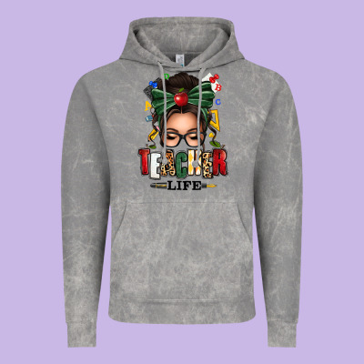 Teacher Life Afro Messy Bun Vintage Hoodie Designed By Texasbilliewilder
