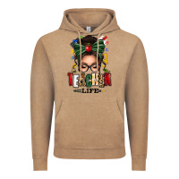 Vintage Coffee teacher life afro messy bun Vintage Hoodie - texasbilliewilder