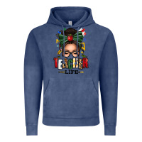 Vintage Denim teacher life afro messy bun Vintage Hoodie - texasbilliewilder