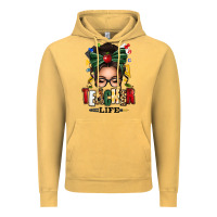 Vintage Mustard teacher life afro messy bun Vintage Hoodie - texasbilliewilder