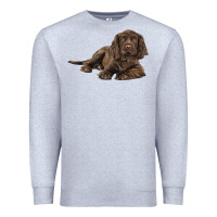 Heather Grey Sussex Spaniels llustrations Premium Sweatshirt - LillyAllenDesigns