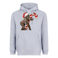 Heather Grey Christmas Candy Cane Baby Gorilla Heavyweight Hoodie - LillyAllenDesigns