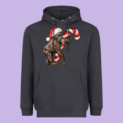Christmas Candy Cane Baby Gorilla Heavyweight Hoodie Designed By Lillyallendesigns