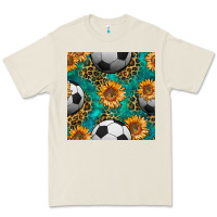 Soccer Balls And Sunflowers With Leopard And Gemstone Seamless Pattern Premium Tee | Teevron