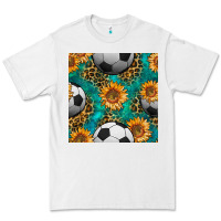 White soccer balls and sunflowers with leopard and gemstone seamless pattern Premium Tee - BundleAndBundleShop