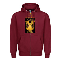 Burgundy tigres Zipper Hoodie - tuanDangUi