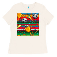 Bone soccer winner cup and vuvuzela with serape seamless pattern Ladies Tee - BundleAndBundleShop