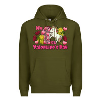 Army Green My first valentine's day unicorn Premium Hoodie - FaDigitalArtStudio