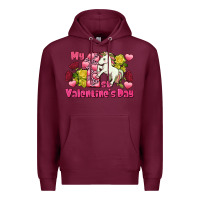 Burgundy My first valentine's day unicorn Premium Hoodie - FaDigitalArtStudio
