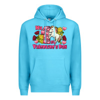 Ocean Blue My first valentine's day unicorn Premium Hoodie - FaDigitalArtStudio