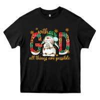 Black With God all things are possible with snowman Heavy Core Tee - NancyCooperArtShop