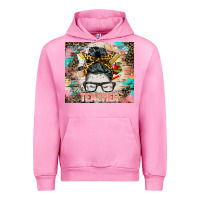 Fuchsia Pink teacher messy bun tumbler Urban Hoodie - BarkalooDesign