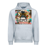 Heather Grey teacher messy bun tumbler Urban Hoodie - BarkalooDesign