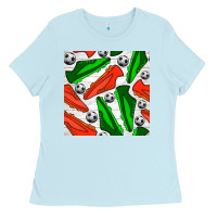 Baby Blue soccer shoes seamless pattern Ladies Tee - BundleAndBundleShop