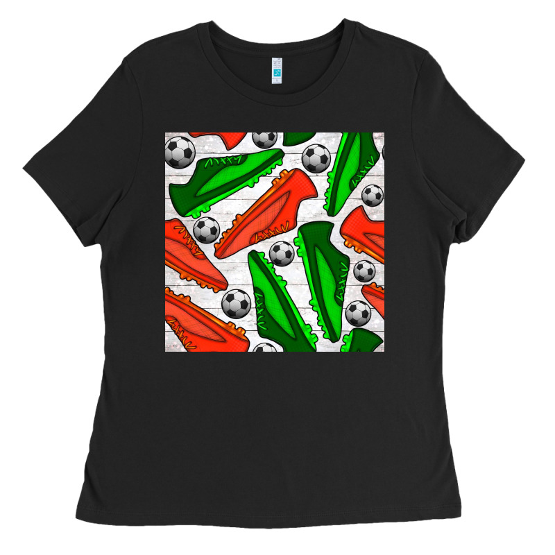 Soccer Shoes Seamless Pattern Ladies Tee by BundleAndBundleShop | Teevron