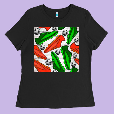 Soccer Shoes Seamless Pattern Ladies Tee Designed By Bundleandbundleshop