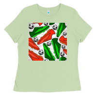 Matcha soccer shoes seamless pattern Ladies Tee - BundleAndBundleShop