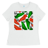 White soccer shoes seamless pattern Ladies Tee - BundleAndBundleShop