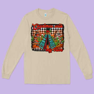 Christmas With My Tribe Long Sleeve Tee Designed By Jasminsmagicworld