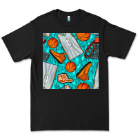 Black basketball uniform and hoop seamless pattern Premium Tee - BundleAndBundleShop