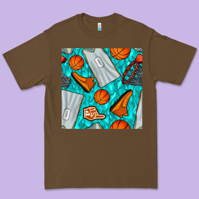 Basketball Uniform And Hoop Seamless Pattern Premium Tee Designed By Bundleandbundleshop