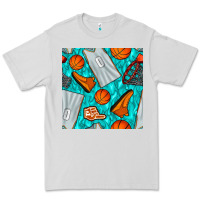 Dove Grey basketball uniform and hoop seamless pattern Premium Tee - BundleAndBundleShop