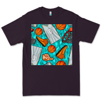 Plum basketball uniform and hoop seamless pattern Premium Tee - BundleAndBundleShop