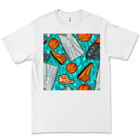 White basketball uniform and hoop seamless pattern Premium Tee - BundleAndBundleShop
