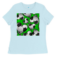 Baby Blue soccer hearts seamless pattern Ladies Tee - BundleAndBundleShop