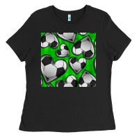 Black soccer hearts seamless pattern Ladies Tee - BundleAndBundleShop