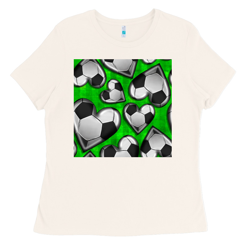 Soccer Hearts Seamless Pattern Ladies Tee by BundleAndBundleShop | Teevron