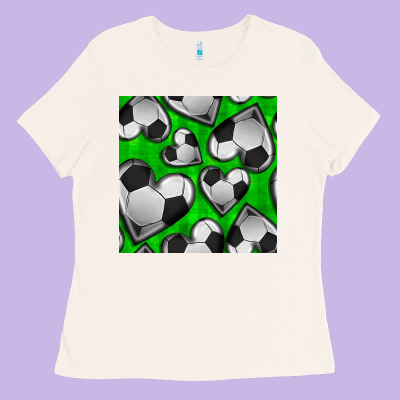 Soccer Hearts Seamless Pattern Ladies Tee Designed By Bundleandbundleshop