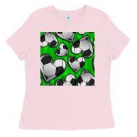 Bubblegum Pink soccer hearts seamless pattern Ladies Tee - BundleAndBundleShop