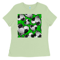 Matcha soccer hearts seamless pattern Ladies Tee - BundleAndBundleShop