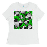 White soccer hearts seamless pattern Ladies Tee - BundleAndBundleShop