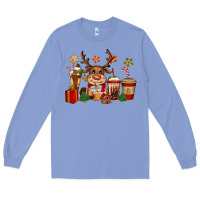 Colony Blue reindeer coffe cups christmas Long Sleeve Tee - CowGirlArtShop