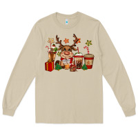 Mushroom reindeer coffe cups christmas Long Sleeve Tee - CowGirlArtShop