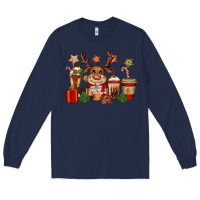 Navy reindeer coffe cups christmas Long Sleeve Tee - CowGirlArtShop