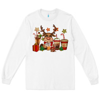 White reindeer coffe cups christmas Long Sleeve Tee - CowGirlArtShop