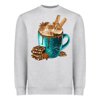 Heather Grey Chocolate And Coffee Heavyweight Sweatshirt - FaDigitalArtStudio