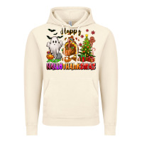 Vintage Artic Happy Hallothanksmas with ghost turkey and tree Vintage Hoodie - texasbilliewilder