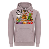 Vintage Zinc Happy Hallothanksmas with ghost turkey and tree Vintage Hoodie - texasbilliewilder
