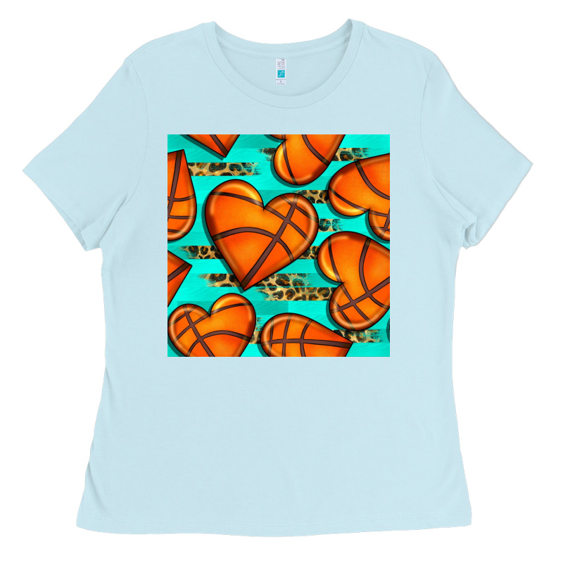 Basketball Hearts With Leopard Seamless Pattern Ladies Tee by BundleAndBundleShop | Teevron