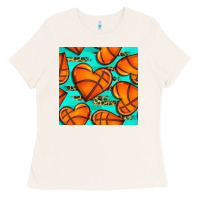 Bone basketball hearts with leopard seamless pattern Ladies Tee - BundleAndBundleShop