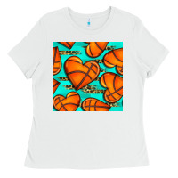 White basketball hearts with leopard seamless pattern Ladies Tee - BundleAndBundleShop